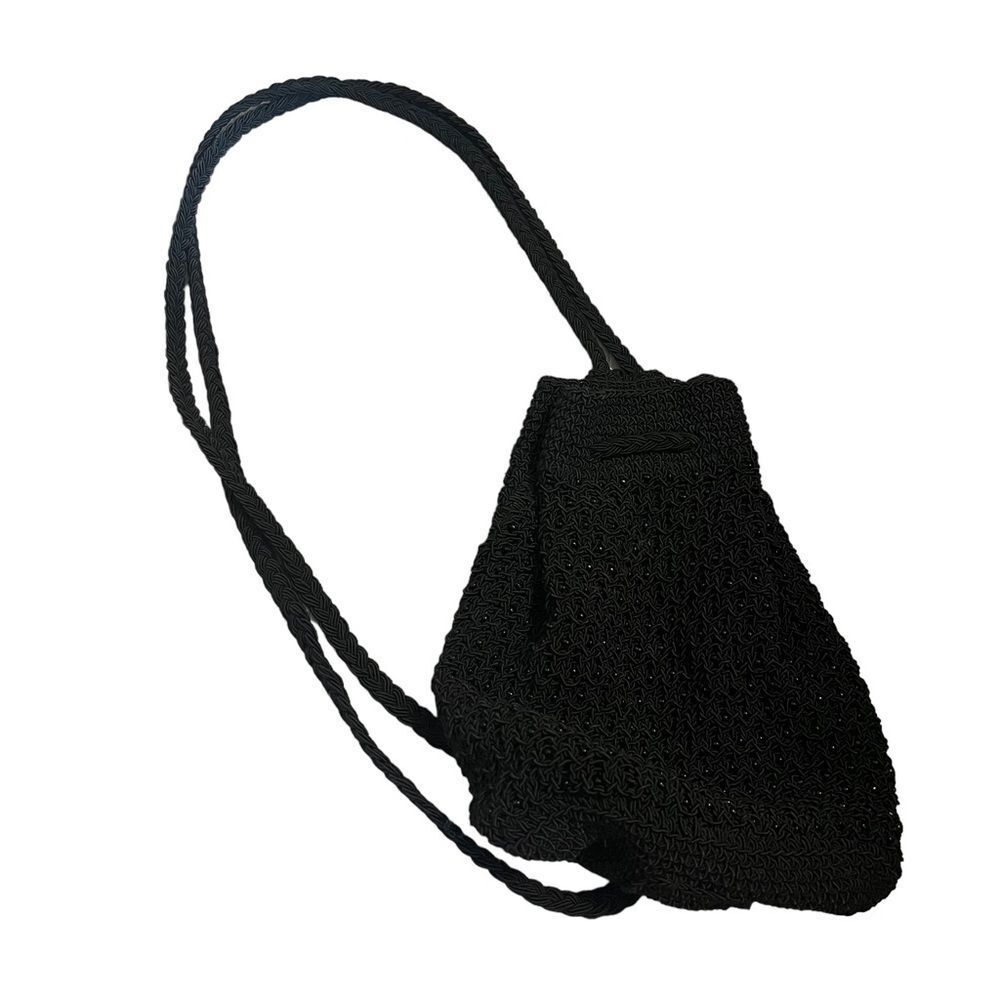 Vintage Black Knit Beaded Bag